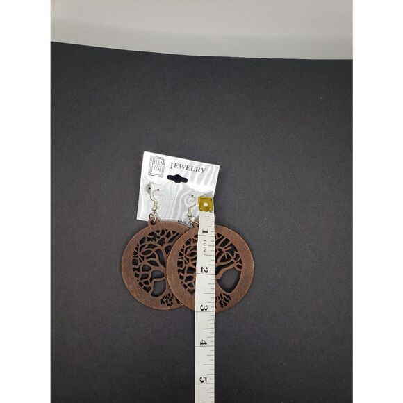 Brown Boho Tree of life wooden earrings - Picture 3 of 3